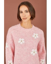 Yumi' - Relaxed Jumper With Crochet Flowers - Lyst