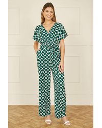 Yumi' - Geometric Print Wrap Jumpsuit - Lyst