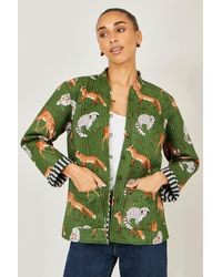 Yumi' - Fox Print Reversible Cotton Quilted Jacket - Lyst