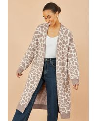 Yumi' - Animal Print Intarsia Long Cardigan - Lyst