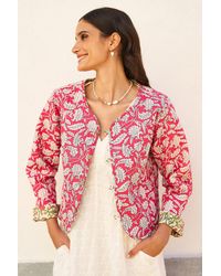 Yumi' - Floral Reversible Cotton Quilted Jacket - Lyst