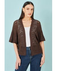 Yumi' - Crochet Edge To Edge 3/4 Sleeve Cardigan - Lyst