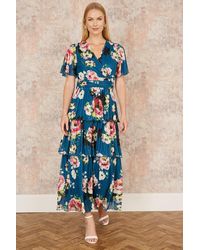 Yumi' - Floral Mesh Tiered Maxi Dress - Lyst