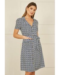 Yumi' - Geo Print Retro Style Shirt Dress - Lyst