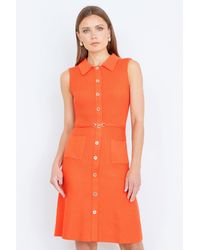 Yumi' - Rib Knitted Skater Dress With Buckle Detail - Lyst