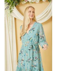 Yumi' - Botanical Bird Print Gyspy Dress - Lyst