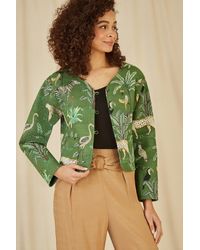 Yumi' - Animal Print Reversible Cotton Cropped Quilted Jacket - Lyst