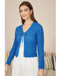 Yumi' - Crochet Tie Front Cardigan - Lyst