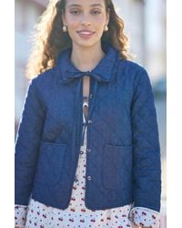 Yumi' - Chambray Quilted Jacket With Cherry Lining - Lyst
