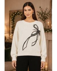 Yumi' - Sequin Bow Relaxed Jumper - Lyst