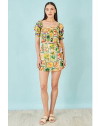 Yumi' - Multicolour Postcard Print Cotton Wrap Skirt - Lyst