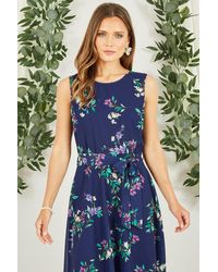 Yumi' - Floral Print Midi Skater Dress - Lyst