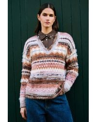 Yumi' - Multicolour Fairisle Relaxed Boucle Jumper - Lyst