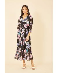 Yumi' - Floral Pleated Wrap Midi Dress - Lyst