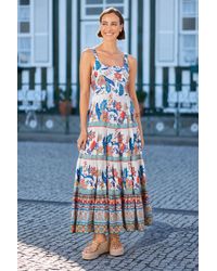 Yumi' - Boho Block Print Tiered Maxi Dress - Lyst