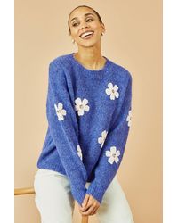 Yumi' - Relaxed Jumper With Crochet Flowers - Lyst