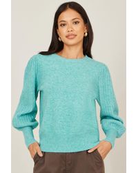 Yumi' - Sea Knitted Balloon Sleeve Jumper - Lyst