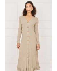 Yumi' - Viscose Knitted Midi Ribbed Dress - Lyst
