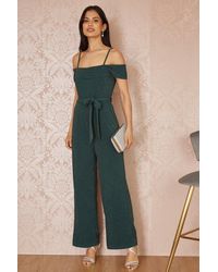 Yumi' - Sparkle Stretch Bardot Jumpsuit - Lyst