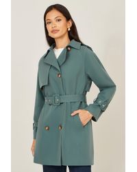 Yumi' - Belted Trench Coat With Check Lining - Lyst