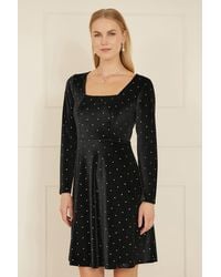 Yumi' - Skater Dress With Diamantes And Long Sleeve - Lyst