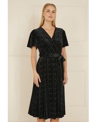 Yumi' - Velvet Sparkle Wrap Angel Sleeve Dress - Lyst