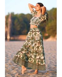 Yumi' - Cotton Voile Safari Midi Skirt - Lyst