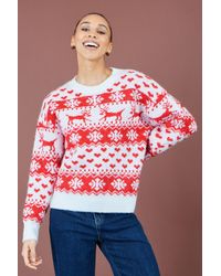 Yumi' - Heart Fairisle Christmas Jumper - Lyst