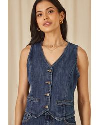 Yumi' - Denim Stretch Waistcoat - Lyst
