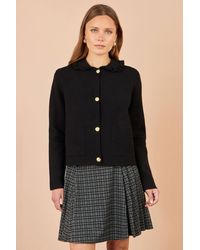 Yumi' - Knitted Frill Collar Jacket - Lyst