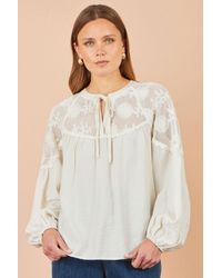 Yumi' - Viscose Lace Relaxed Boho Shirt - Lyst