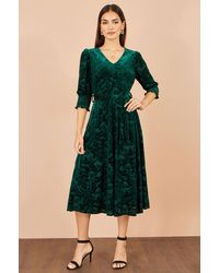 Yumi' - Velvet Floral Midi Dress - Lyst