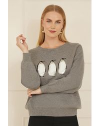Yumi' - Christmas Festive Penguin Knitted Jumper - Lyst