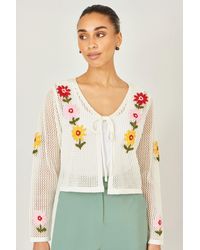 Yumi' - Crochet Embroidered Flower Bolero - Lyst
