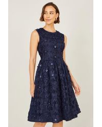 Yumi' - Sequin Floral Applique Skater Dress - Lyst