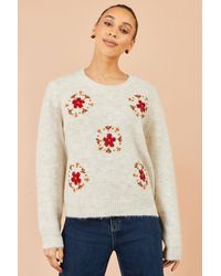 Yumi' - Patch Floral Embroidered Relaxed Jumper - Lyst