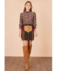 Yumi' - Multicolour Patchwork Cord Mini Skirt - Lyst