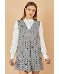 Yumi' - Bow Print Pinafore Dress With Button Up - Lyst