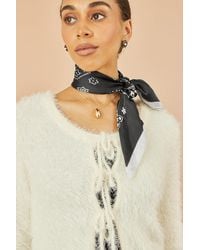 Yumi' - Eyelash Fluffy Knit Bolero With Tie Front - Lyst