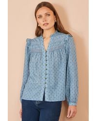 Yumi' - Cotton Lace Detail Shirt - Lyst