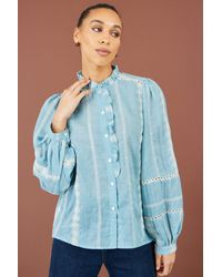Yumi' - Cotton Embroidered Panel Shirt - Lyst