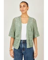 Yumi' - Crochet Edge To Edge 3/4 Sleeve Cardigan - Lyst