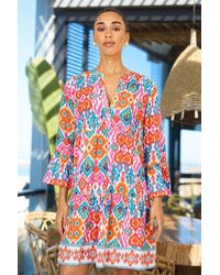 Yumi' - Multicolour Ikat Print Viscose Beach Tunic - Lyst
