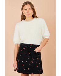 Yumi' - Cherry Embroidered Cord Mini Skirt - Lyst