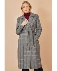 Yumi' - Check Oversize Long Biker Coat - Lyst