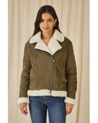 Yumi' - Faux Suede And Shearling Biker Jacket - Lyst