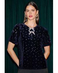 Yumi' - Velvet Heart Top With Bow Detail - Lyst