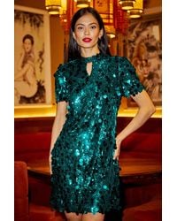 Yumi' - Big Sequin Tunic With Keyhole Neckline - Lyst