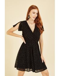 Mela London - Mela Velvet Leopard Print Wrap Skater Dress - Lyst