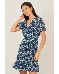 Yumi' - Floral Skater Wrap Dress - Lyst